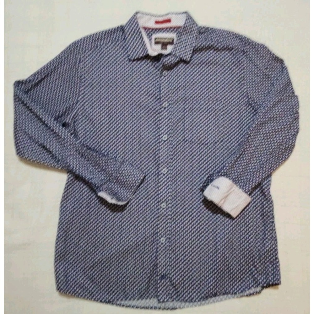 Johnston and Murphy Blue Flip‎ Cuff Button Up Men's Large Dress Shirt